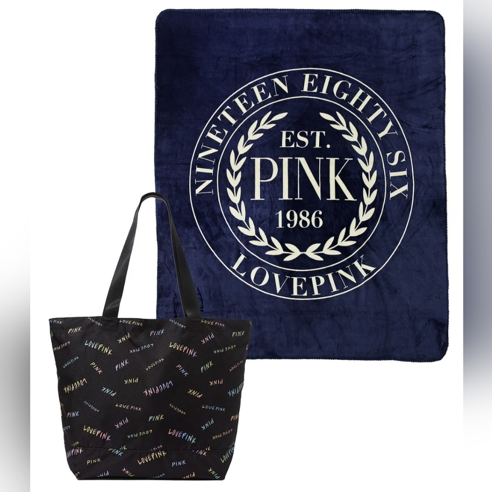 sherpa vs pink cozy plush blanket and weekender tote